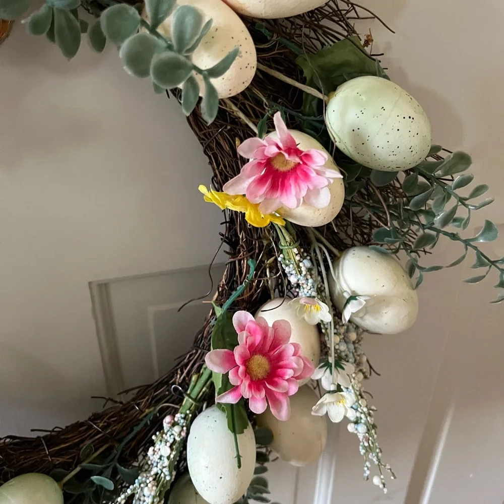 Spring Floral Egg Wreath - Multicolor